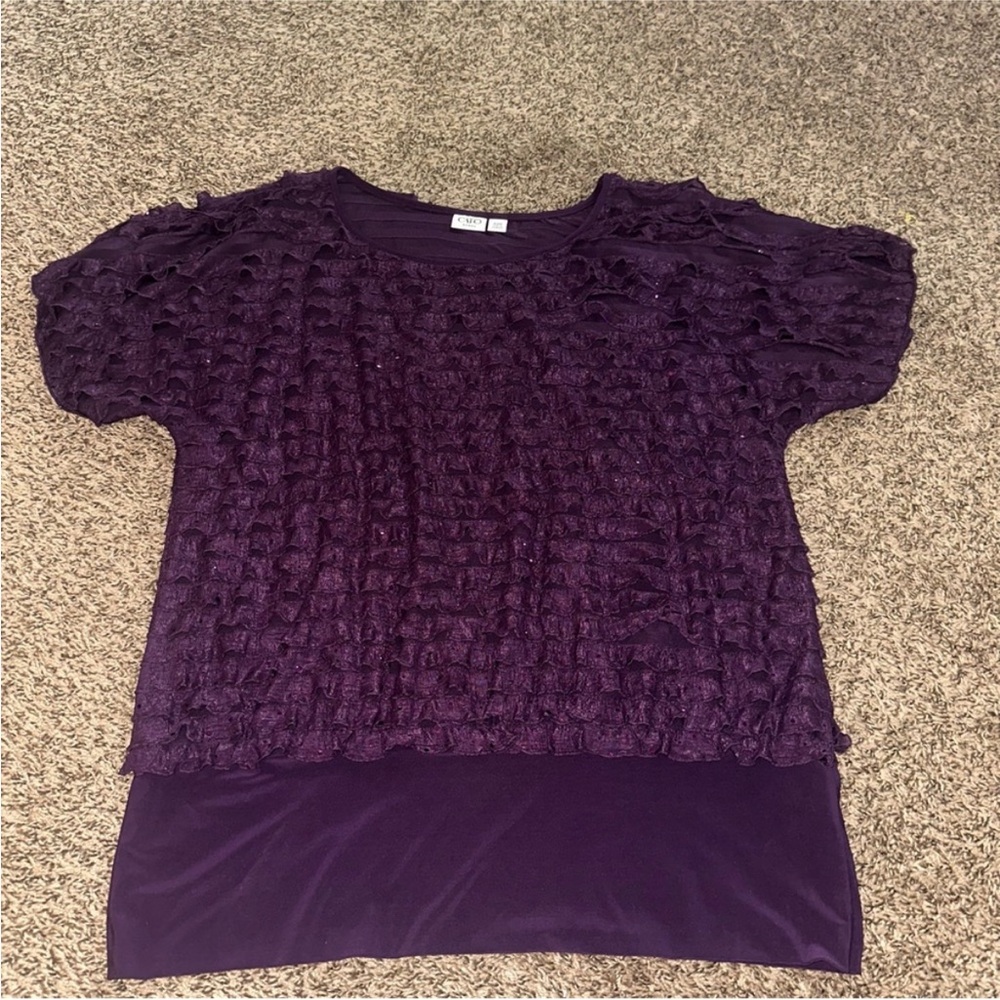 Cato Deep Purple Textured Blouse